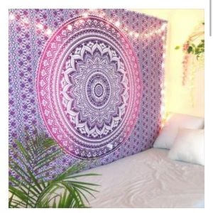 Purple and pink ombré mandala tapestry